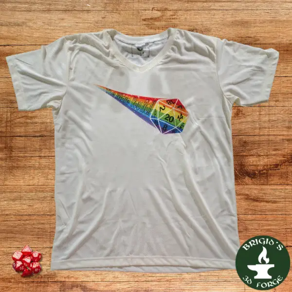The More You Roll – Rainbow D20 Tee - Image 2