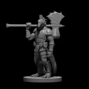 Silver Dragonborn War Cleric w/ Axe Maul