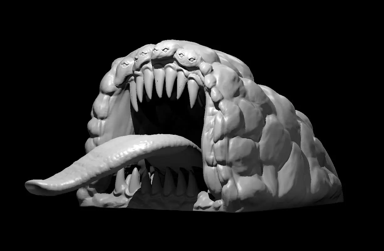 Resin 3D printed miniature of a cave entrance mimic.