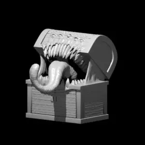 Resin 3D printed miniature of a chest mimic.