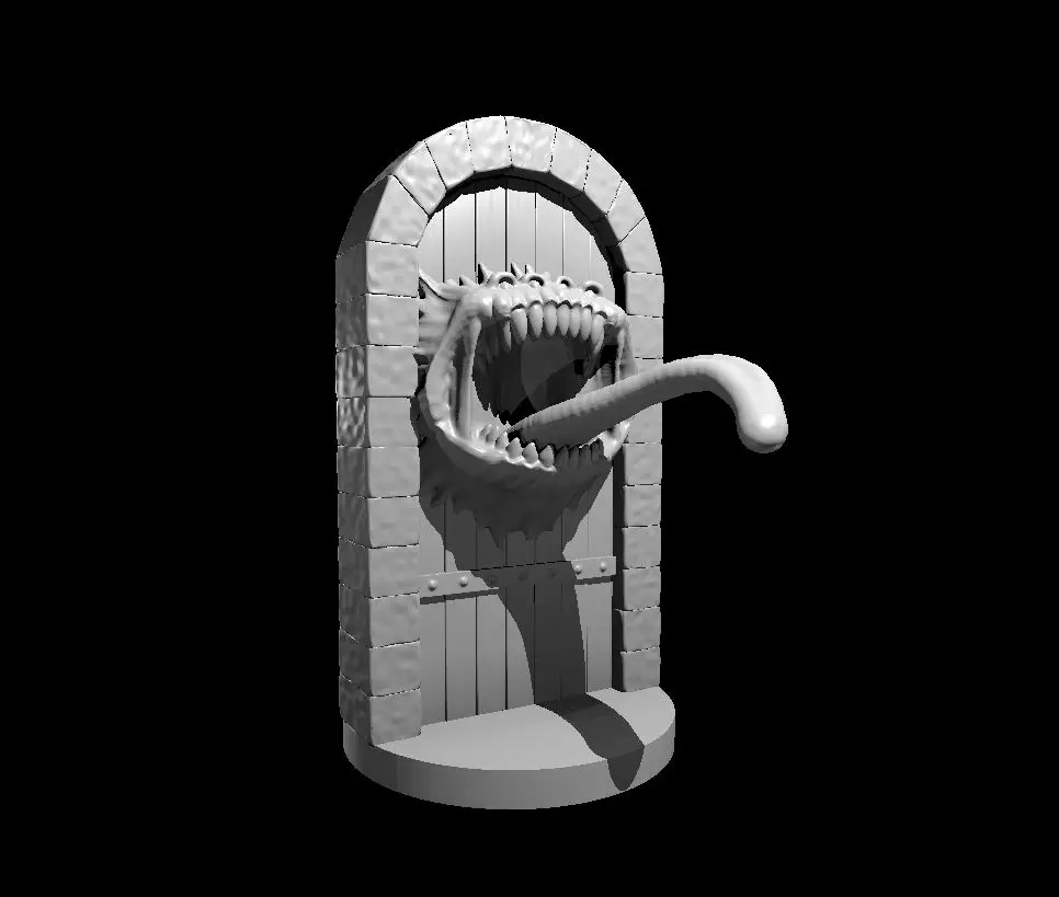 Resin 3D printed miniature of a door mimic.
